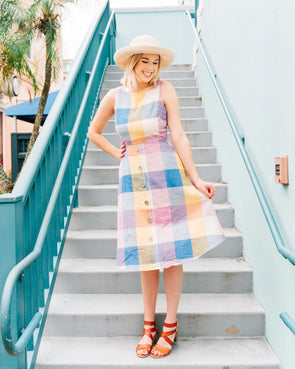 Charming Plaid Midi Dress