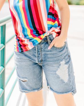 Easy Peasy Distressed Denim Shorts