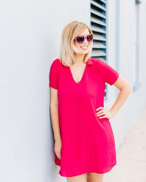 Berry Pink Collar Dress